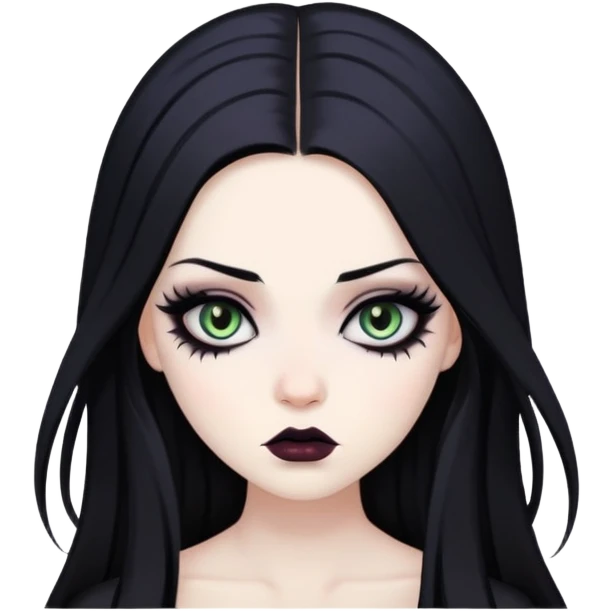 pretty long hair gothic baddie with eyeliner emoji