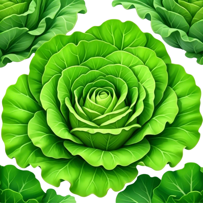 Cinematic crisp green lettuce, fresh and leafy, slightly curled edges, detailed textures, vibrant and refreshing, ultra-realistic and inviting. emoji