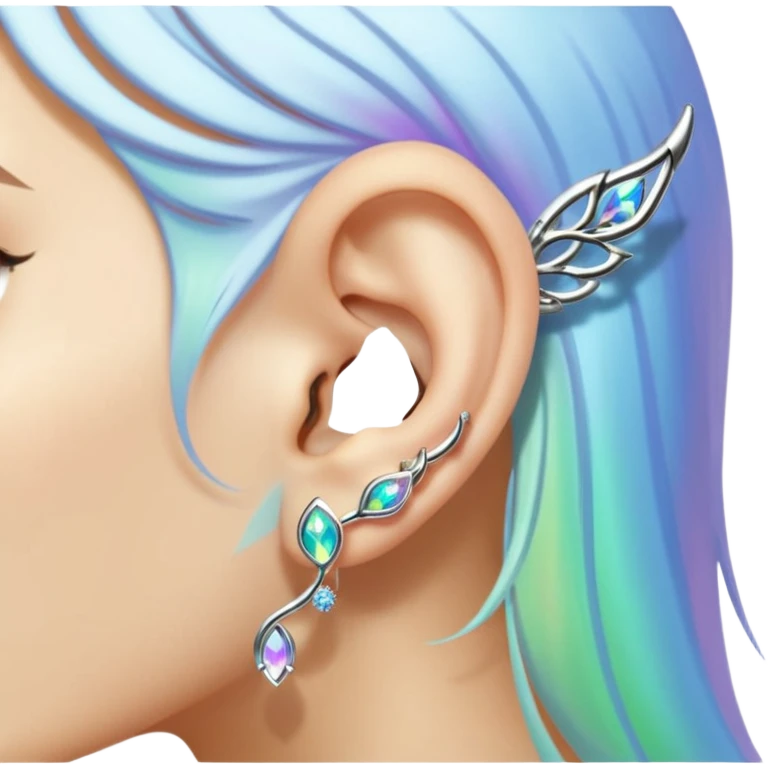 Elvish fae shiny sparkly iridescent translucent diaphanous ear climber ear cuff ear piece apparel emoji