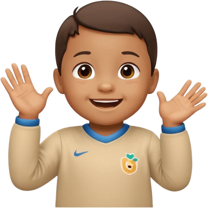A toddler with a tiny jersey, clapping with adorable enthusiasm emoji