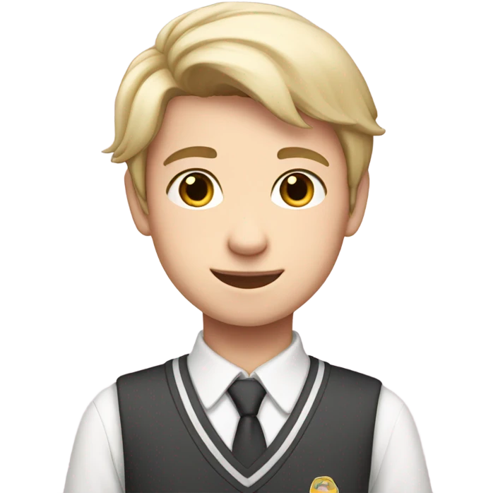 boy with fair skin, soft pink and white school uniform, straight hair emoji