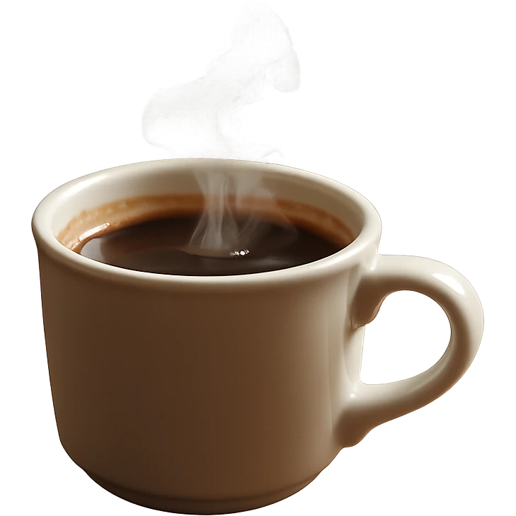 Remove the background, keep only the realistic cup of hot coffee in photorealistic style with transparent background. emoji
