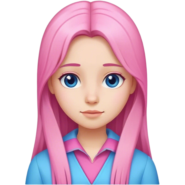 a girl with straight long hair and wear pink and blue outfits emoji