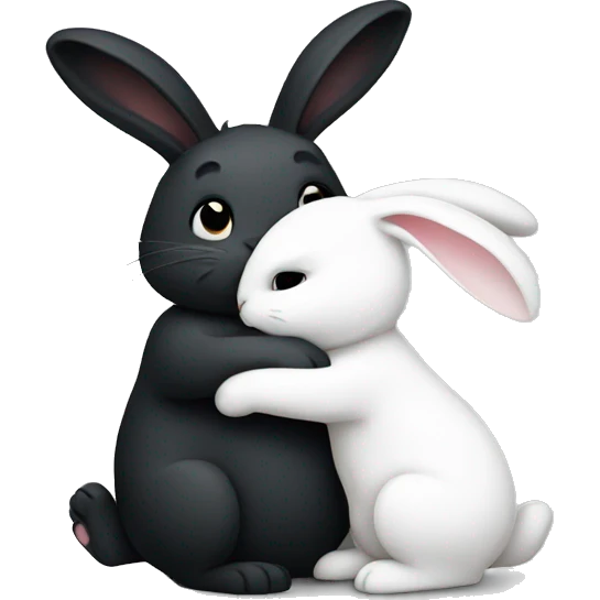 Black rabbit hugging white rabbit  emoji