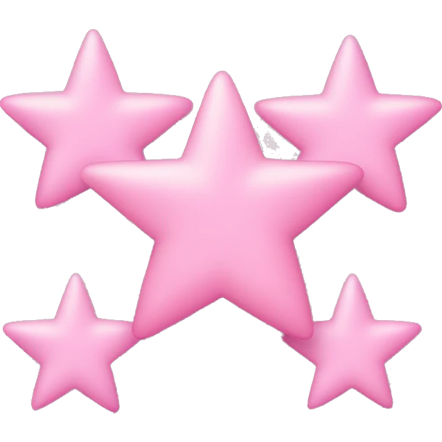 Three small pink , 4-pointed stars grouped together. The stars have a slightly elongated shape, giving them a twinkling effect. They vary in size, with the largest star in the center and two smaller stars on either side.  emoji