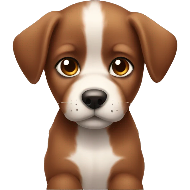 A brown fur puppy with cross eyes emoji