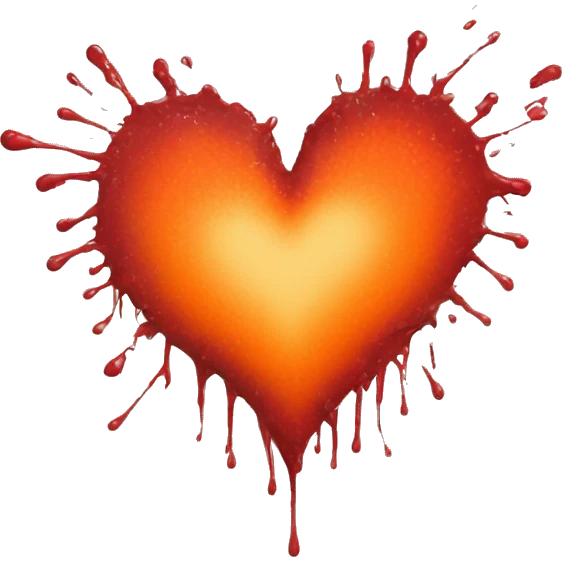 splattered paint heart glowing red-orange warmth emoji