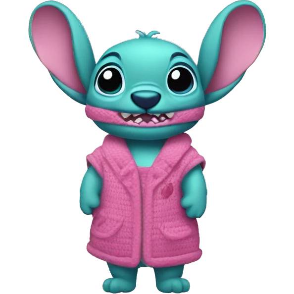 stitch con jersei verde y una faldia rosa emoji