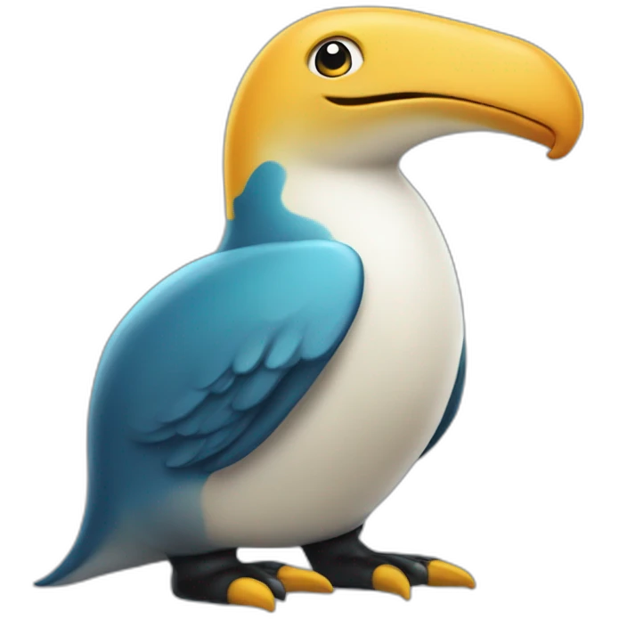 Pingouin sur le dos dinosaure emoji