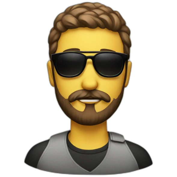 Emoji with Black sunglasses and beard emoji