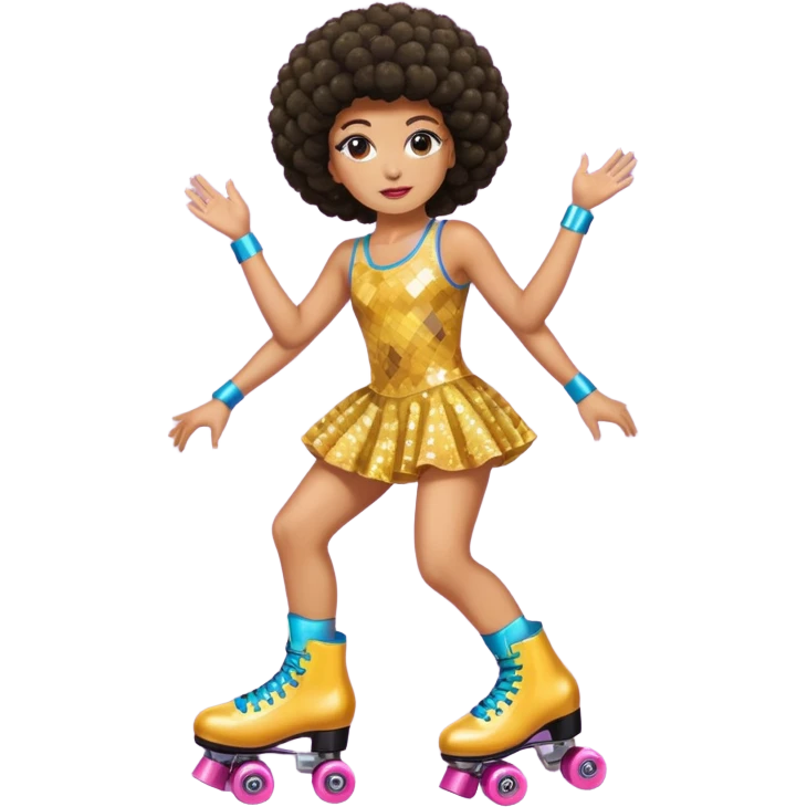 afro hair disco dress and roller skate emoji