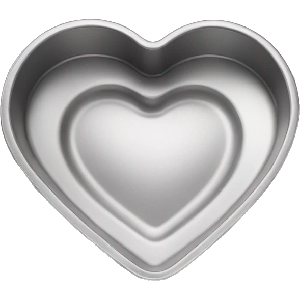Realistic flat silver heart shaped cake pan emoji