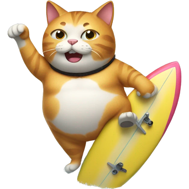 fat cat riding a surfboard  emoji