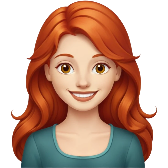 Red headed smiling lady with long hair emoji