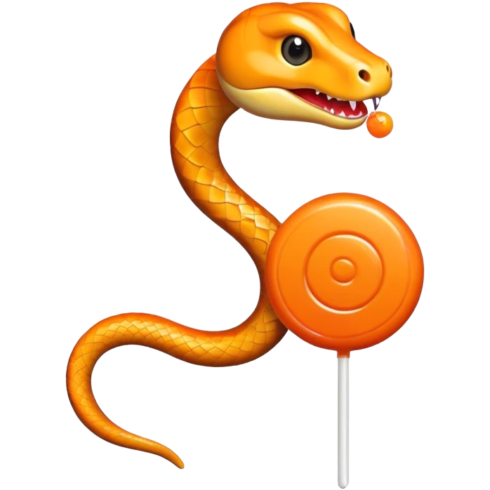Orange snake holding orange lollipop  emoji