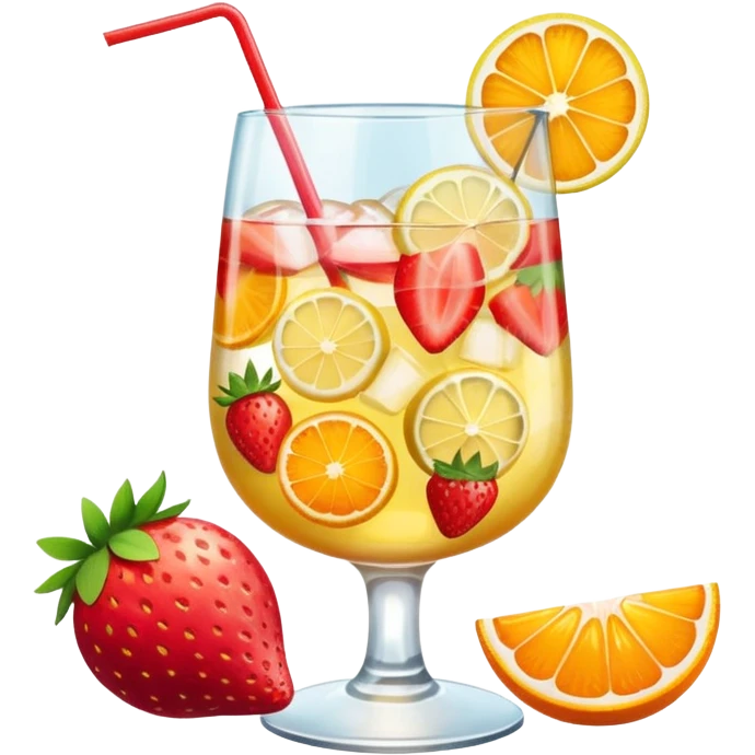 summer cocktail with lemon, strawberry, orange emoji