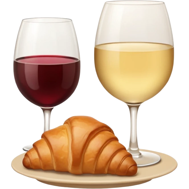 French cuisine humanless avatar in clean emoji-style illustration. Croissant and wine glass, soft beige tones, simple shapes, flat design, refined and cozy. emoji