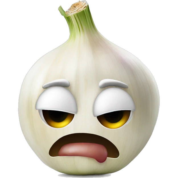 Head of garlic crying while cutting an onion emoji