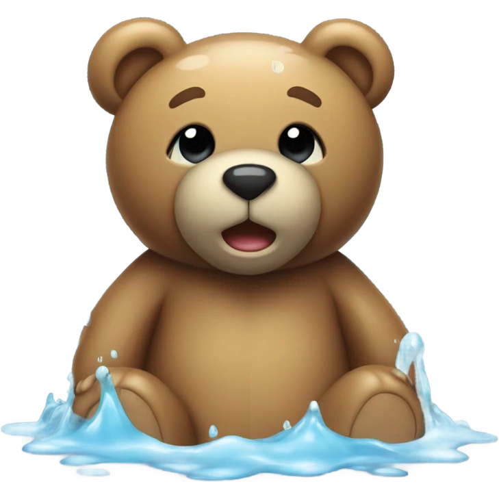 Teddy bear with water emoji