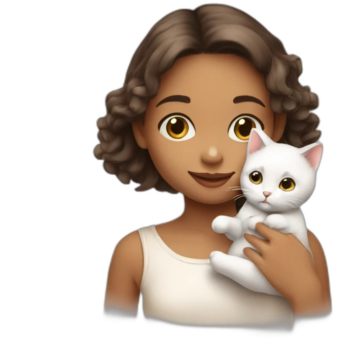 Une petite fille avec un chaton emoji