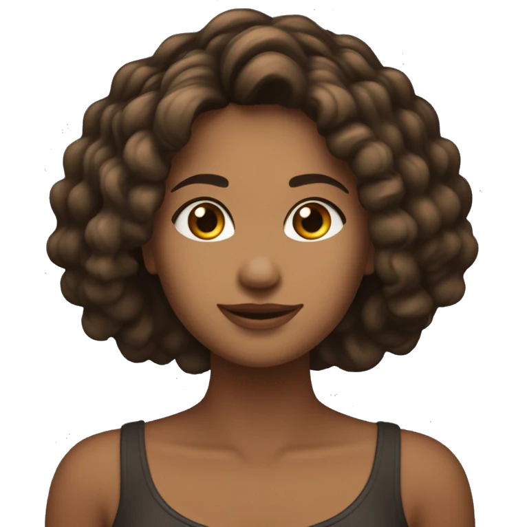 Mulher morena cabelo cacheado castanho escuro emoji