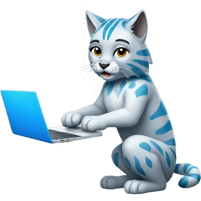 A blue lynx with a laptop emoji