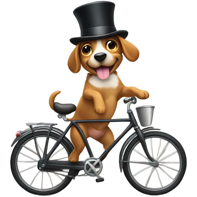 dog with tophat on  a  bike emoji