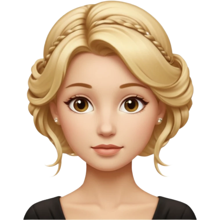 Cinematic Realistic Rococo Portrait, depicted with lifelike skin texture, subtle rosy undertones, and soft natural lighting that enhances the gentle contours of her face. Her intricately detailed golden blonde hair is elegantly styled in an updo, with delicate wisps framing her face.  emoji