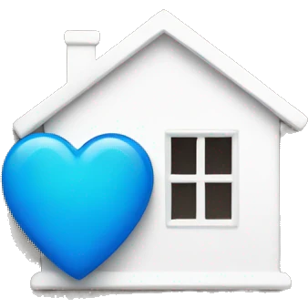 Words "one click home" with blue heart emoji