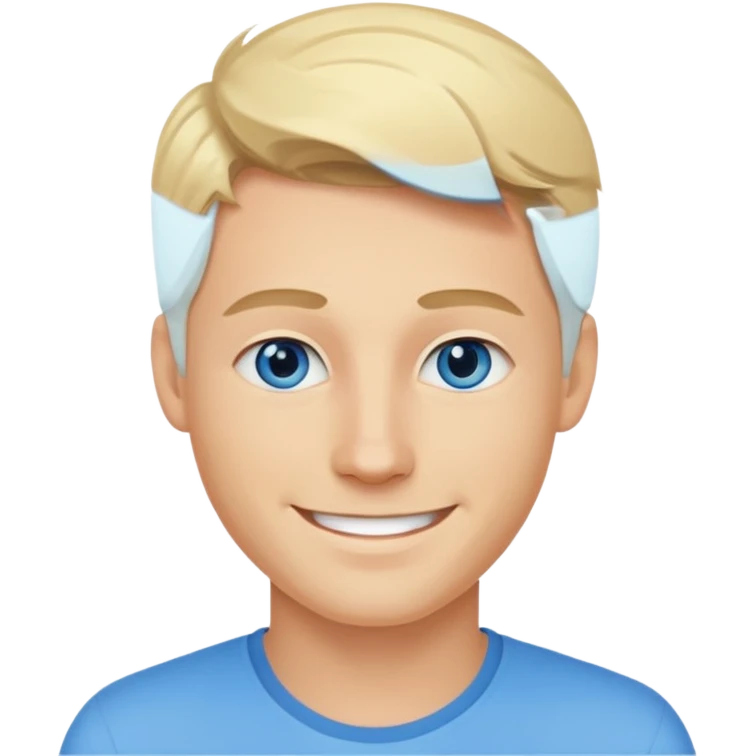 Young white handsome blonde man with a beautiful smile and blue eyes emoji