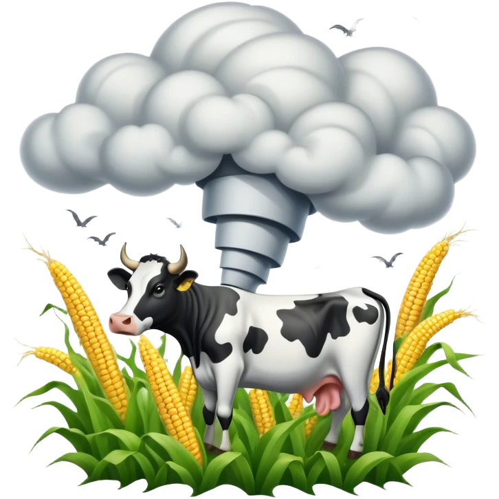 A tornado with corn and cows in it emoji