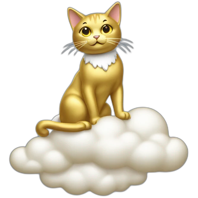 cat secretary sitting on top of the gold cloud emoji