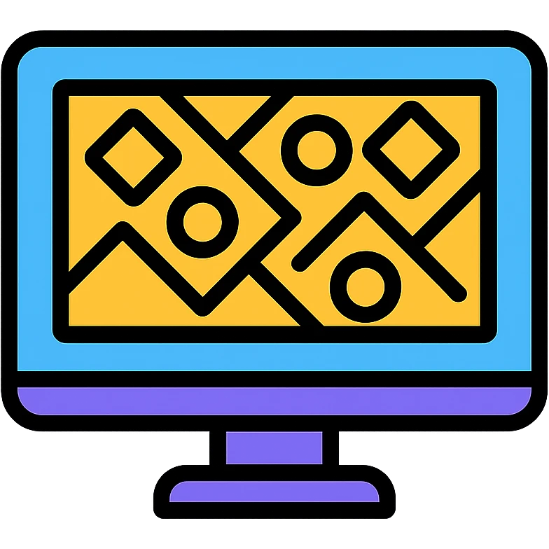 Google Material Design icon for 'Digital Patterns' depicting a screen with a simple pattern outline. emoji