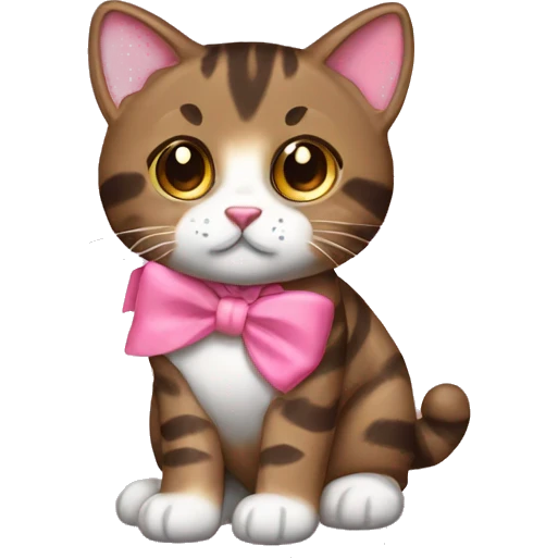  dark brown tabby pink bow emoji