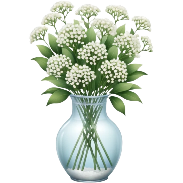 Baby’s breath bouquet in clear vase  emoji