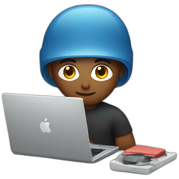 Video editor with his apple laptop emoji
