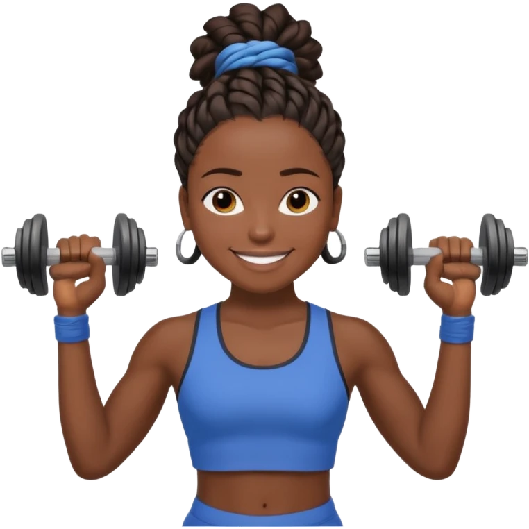 Create an emoji of rey. he has dreadlocks, african american, he's an athlete handsome with a million dollar smile. he's also a strength coach who values performance training. Make him darkskin, with 2 strand twist hairsyle  emoji