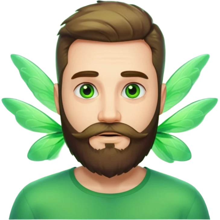 Guy with beard with green aura and flies emoji