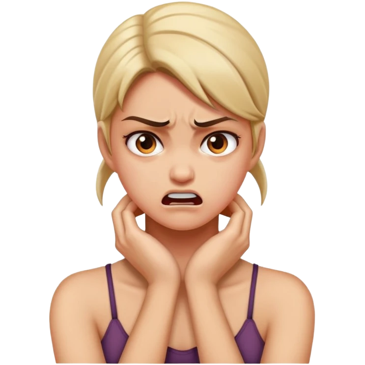 girl grabbing her neck mad  emoji