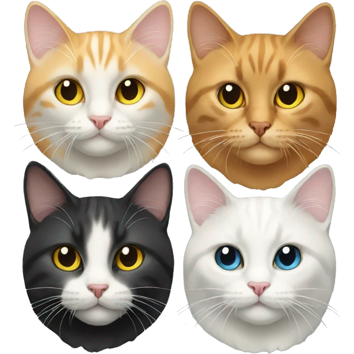 four cats looking really cool emoji