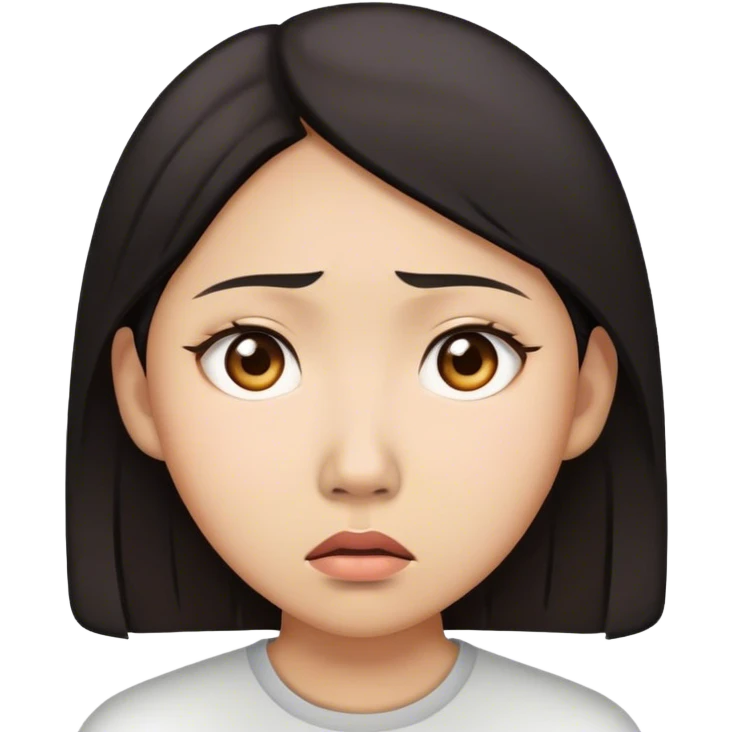 asian woman worried about emoji