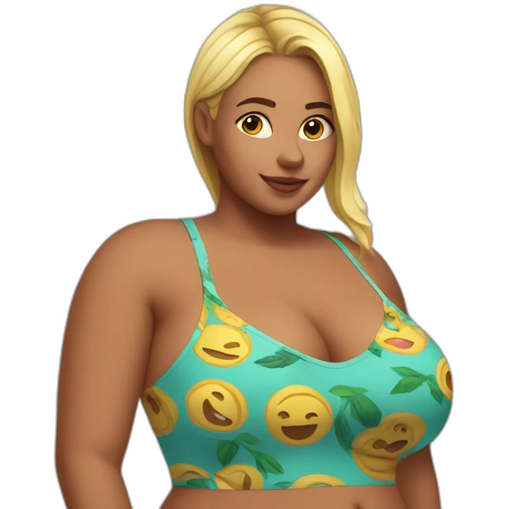 Slim-Thicc caucasian woman swimsuit posing emoji