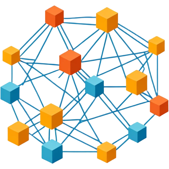 network in a circle form with boxes at intersection points emoji