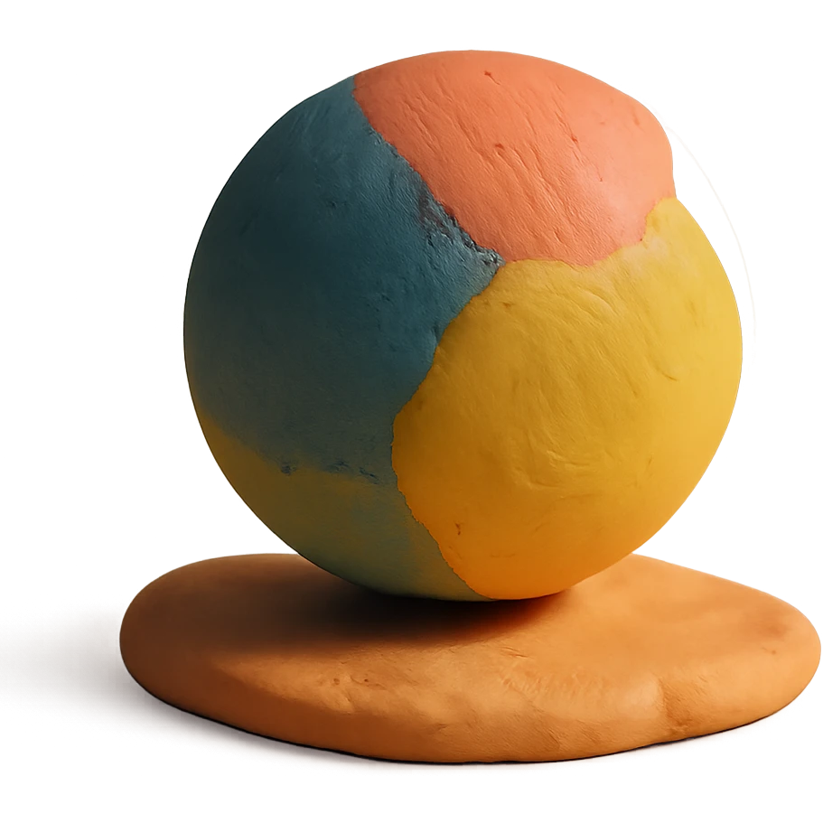 ball balancing on a surface with visible fingerprints in claymation style emoji