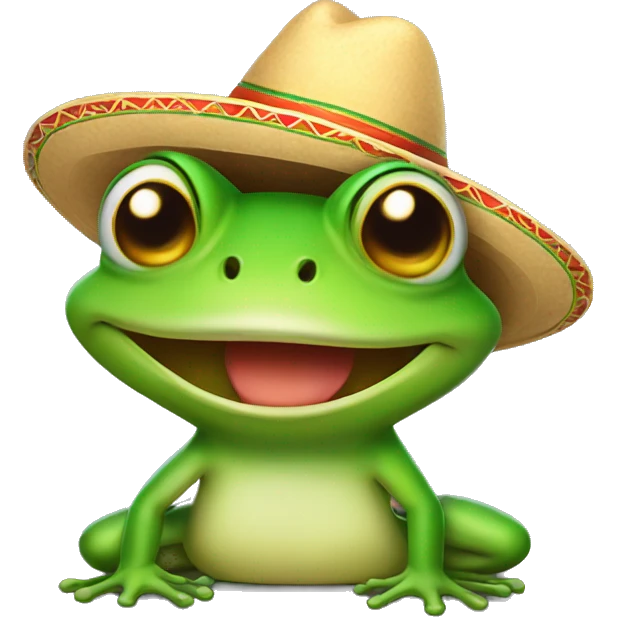 smiling frog with sombrero emoji