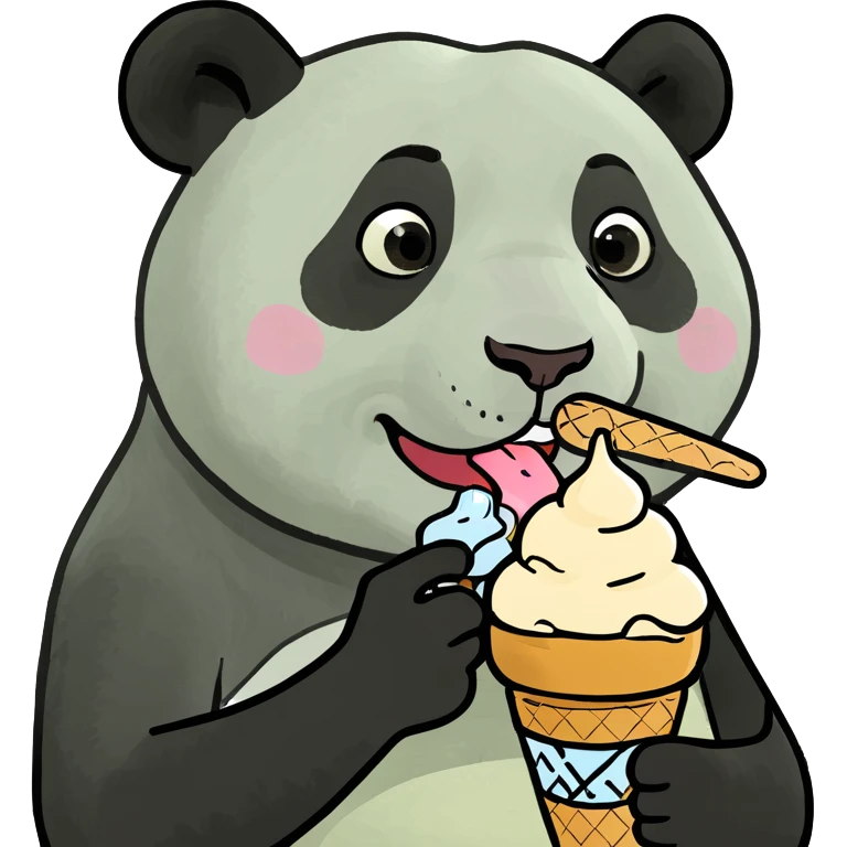 Panda eating ice cream emoji