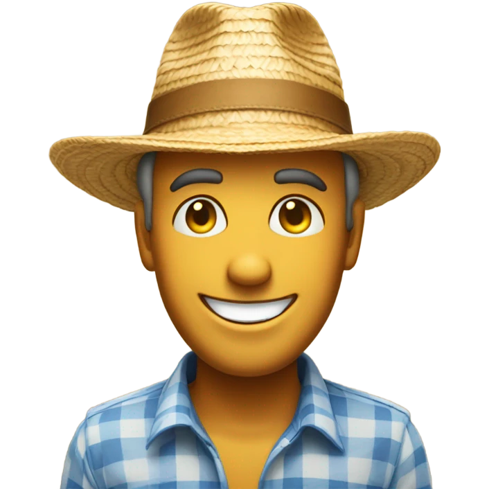 Happy guy in straw hat emoji