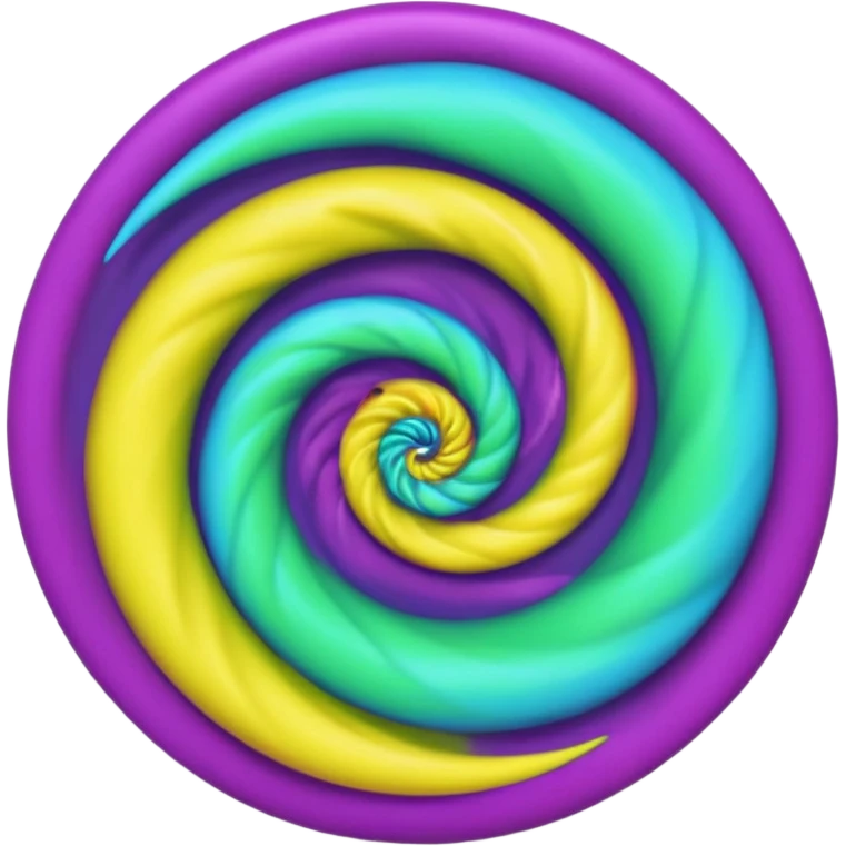 Circular emoji, neon tornado vortex, glowing spiral, blue green outer, purple core, red arc, yellow base emoji