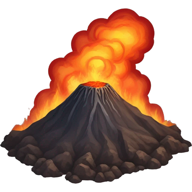 awakened volcano, ashes, fire, relief emoji