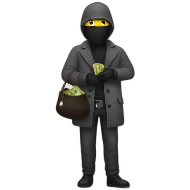 Bank robber with a bag of money emoji